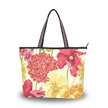 Imagem de Bolsa de ombro feminina My Daily com flores para primavera e outono grande, Multi, Medium