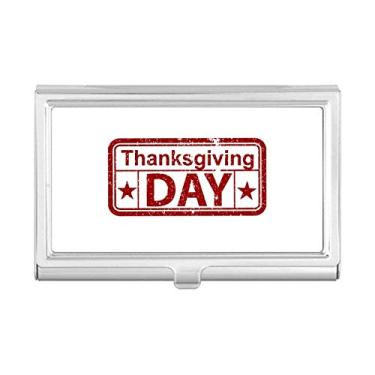 Imagem de Carteira de bolso Happy Thanksgiving Day com estampa de selo para cartões de visita