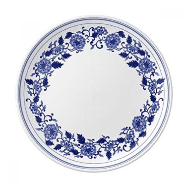 Imagem de Prato de flor azul decorativo de porcelana salver louça de jantar da cultura chinesa