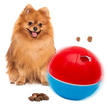 Imagem de AMICUS - Bolinha de Petiscos para Cães Crazy Ball - Bola com Compartimento para Petiscos de Cachorro, Brinquedo Interativo para Bicho de Estimação, Lazer para Pets - Ajustável - Vermelho e Azul, 300g