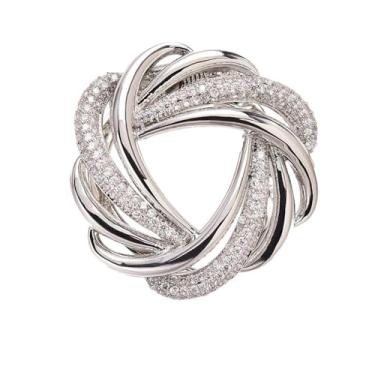 Imagem de Broche de lapela com clipe de seda torcido CZ para mulheres e meninas suporte de fivela envoltório cachecol anel fecho suporte para camiseta solta acessórios de decoração de roupas joias presente de