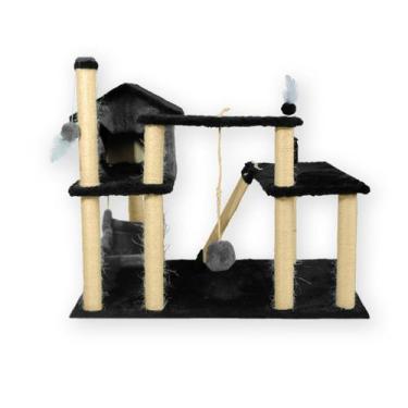 Imagem de Arranhador Playground Casa Gatos Grande ModularparaGatil - MIU, Cinza/