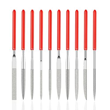 Imagem de Saipe Conjunto de 10 minilas de agulhas de diamante, conjunto de minilas de diamante para joias, moagem, polimento e gravação (2 x 100 mm)