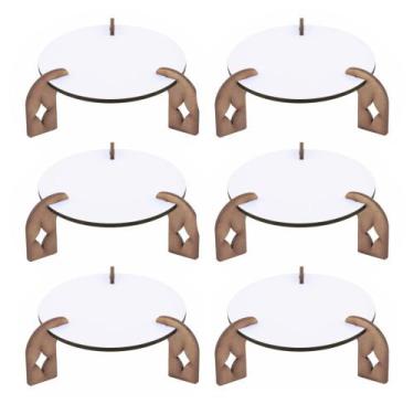 Imagem de 6 Mini Bandejas Redonda Provençal Linha Premium - Mdf Branco - Moderna