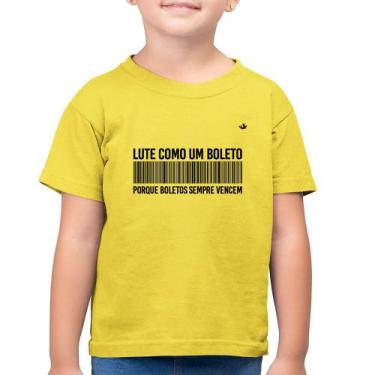 Imagem de Camiseta Algodão Infantil Lute como um boleto - Foca na Moda, Amarelo 