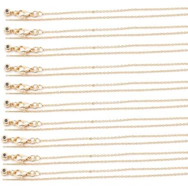 Imagem de Malahill Correntes de excelente qualidade para fabricação de colar de joias, corrente O de 1,4 mm x 45 cm com fecho onipotente ouro 14k