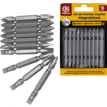 Imagem de Kit Ponteira Parafusadeira Com 10 Bit Ponta Dupla Magnético - SQ
