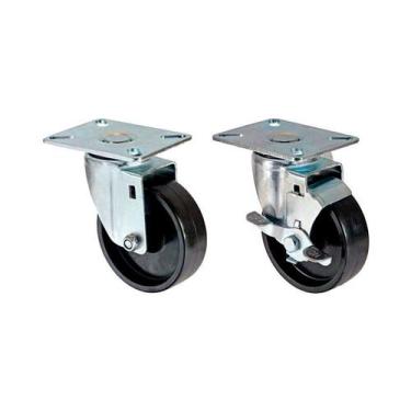 Imagem de Kit 2 un roda rodízio giratório freio polipropileno 3 pol - AJAX