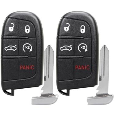 Imagem de TA-VIGOR Chaveiro de carro com controle remoto de entrada sem chave 433 MHz compatível com Chrysler 300 Dodge Challenger Charger 2019 2020 2021, Chrysler 200 2015 2016 2017, ID46 Chip 5 botões para