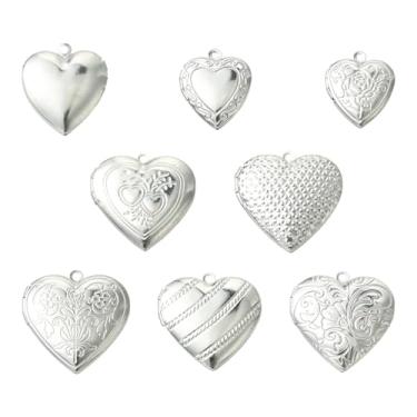 Imagem de UR URLIFEHALL 8 peças, 8 estilos, pingentes de coração de aço inoxidável, pingente de coração doce para fazer você mesmo, colar de dia dos namorados, pulseira, brinco, fabricação de joias