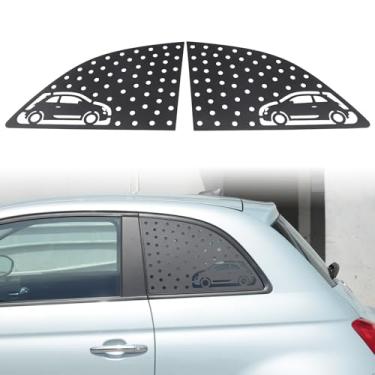 Imagem de HAPPYHORSE Capa protetora para painel de janela traseira compatível com Fiat 500 2007-2024, alumínio preto com revestimento oxidado, 2 peças de painel de cobertura de toldo de favo de mel, capa