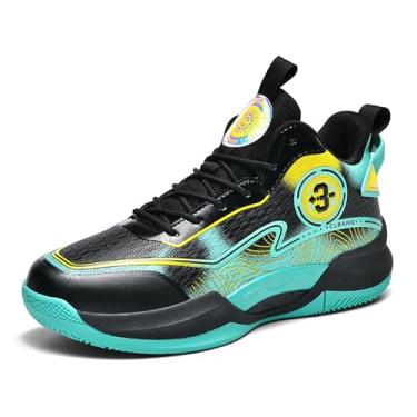 Imagem de Novetra Tênis de basquete masculino cano alto com cadarço, bico redondo, antiderrapante, amortecimento oco, moda esportiva(Black,39 BR)