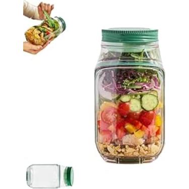 Imagem de 2025 Novo Pote De Salada De Abertura Lateral - Recipiente De Pote De Pedreiro À Prova De Vazamentos, Máquina De Lavar Louça, Solução Tudo-em-Um Para Preparação De Refeições Frescas (1PC)