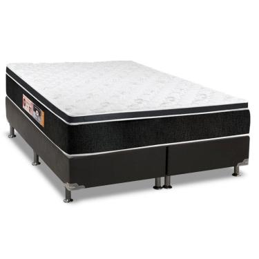 Imagem de Cama Box King: Colchão Espuma Castor D33 Black E White Double Face + Base Crc Suede Black(193X203)