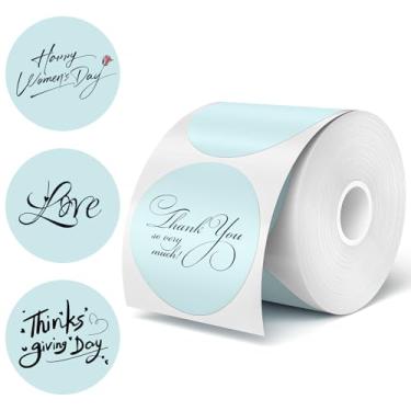 Imagem de Etiquetas adesivas térmicas redondas de 7 cm, azul, 200 peças