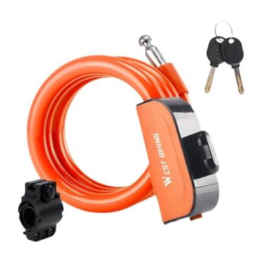 Imagem de Vaveren Cadeado universal para bicicleta com 2 chaves e suporte de montagem. Cadeado de cabo de compacto para bicicletas, ideal para viagens e, Laranja