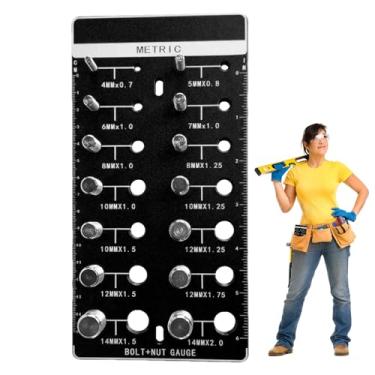 Imagem de Verificador de rosca, dimensionador de liga de alumínio - medidor de rosca, para usinagem de reparo automotivo manutenção de carro, caminhão, metalurgia e tubo de madeira