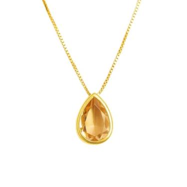 Imagem de Colar Pingente Gota Feminino Ouro 18k Presente mulher namorada Esposa Mãe