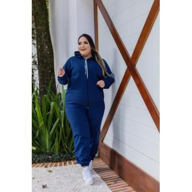 Imagem de Conjunto Plus Size Moletom Calça e Jaqueta de Ziper Capuz - luh may, A