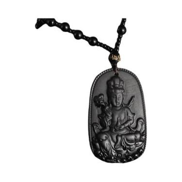 Imagem de Colar Masculino Vintage Com Pingente De Obsidiana Dragão Do Zodíaco Am