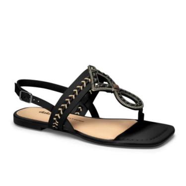 Imagem de Sandália Feminina Rasteirinha Dakota Pedraria Sandalias +NF, Preto, 35