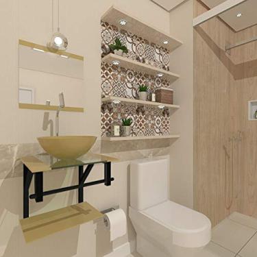 Imagem de GABINETE DE VIDRO PARA BANHEIRO 40CM CHAMPANHE COM TORNEIRA