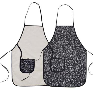 Imagem de Avental De Cozinha Dupla Face Preto E Branco - Recanto Da Costura