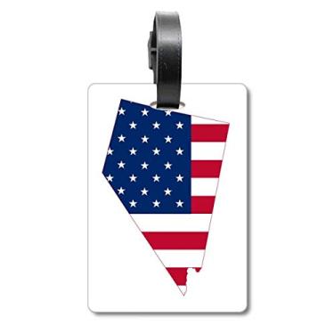 Imagem de Mapa da América de Nevada com estrelas em formato de bandeira em forma de mala, etiqueta de bagagem para cartão de bagagem