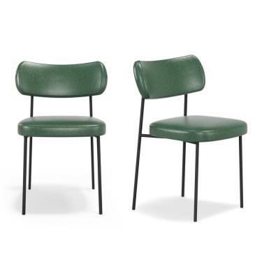 Imagem de Kit 2 Cadeiras para Sala de Jantar Mona Espresso Móveis Verde 733/Preto
