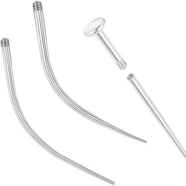 Imagem de PunkTracker 14 g/16 g/18 g Kit de piercing de titânio curvado ASTM F136 Ferramenta de pino de inserção cônico para rosca interna Tragus Helix Lip Nose Helix Piercing Joia Labret Studs Nose Stud