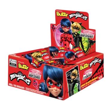 Imagem de Chiclete Miraculous Tutti Frutti com 100 unidades e Figurinhas Adesivas - Ladybug