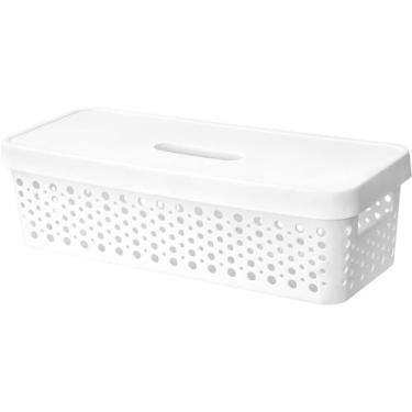 Imagem de Kit 6 Cestos Organizador c/ Tampa Trama Rattan 3,6L Usual - Usual Util