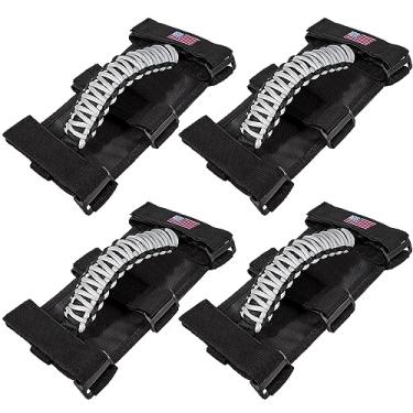 Imagem de 4 x Puxadores de Barra de Rolo para Jeep Wrangler YJ TJ JK JKU JL JLU Sport Sahara Freedom Rubicon Unlimited X Gladiator JT 1955-2022 UTV ATV Premium Bandeira dos EUA (cinza)