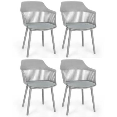Imagem de Kit 4 Cadeiras de Jantar Estofada Marcela - Cinza - Magazine Decor