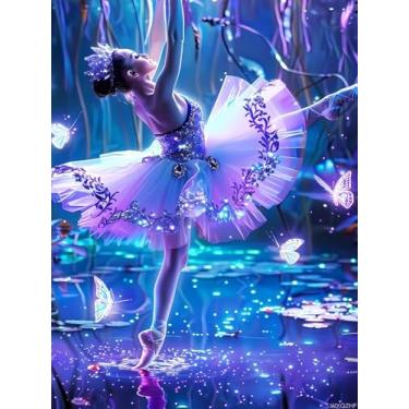 Imagem de WXQZHF Kit de pintura de diamante para adultos 5D The Ballet Dancer Full Drill Diamond Art Kit DIY Dançarina Gem conjunto de pintura para quarto sala de estar decoração de parede presentes 30,5 x 40,6