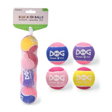 Imagem de INSUM Bolas estridentes para cães, bolas de brinquedo de cachorro estridentes para buscar, brinquedos engraçados para mastigar filhotes, Squeaker embutido, ideia para presente de aniversário de