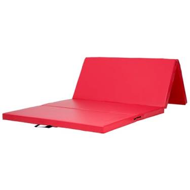 Imagem de KaRaDaStyle Tapete de ginástica dobrável com elasticidade 180 cm x 99 cm x 5 cm para exercícios musculares para crianças brincarem horizontal tapete de barra para ioga esportes à prova de som uso doméstico (vermelho)