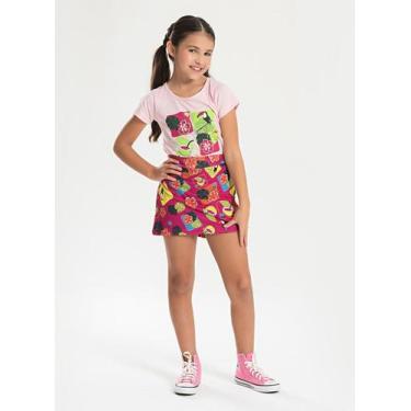 Imagem de Conjunto Verão Menina Rosa Blusa e Shorts Saia Tucano Tropical - Molek