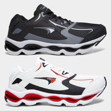Imagem de Kit Tênis Tryon Impacto 2 Pares Masculino, Branco, Vermelho, 43