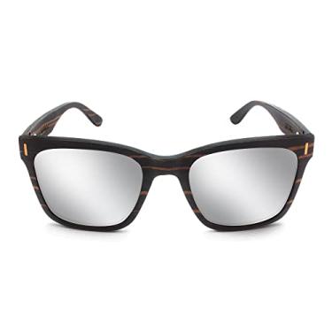 Imagem de Aluna Óculos de sol de madeira exótica para mulheres e homens, óculos de sol de madeira com lentes polarizadas espelhadas HD (espelho ébano)