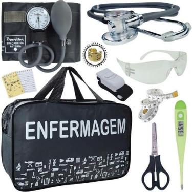 Imagem de Kit Bolsa Aparelho de Pressão Esfigmomanômetro Enfermagem Premium, Cin