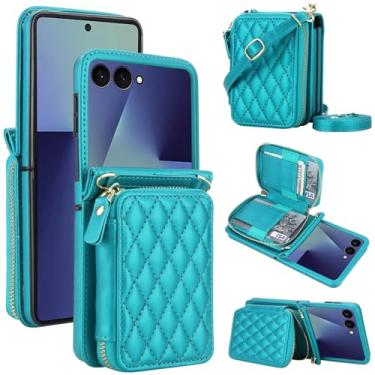 Imagem de Asuwish Capa de celular para Samsung Galaxy Z Flip 7 5G carteira celular com cordão de pulso alça transversal suporte de bloqueio RFID compartimento para cartão de crédito Slim ZFlip 7Z Z7 G Flip7