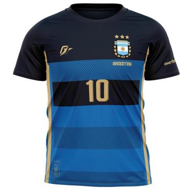 Imagem de Camiseta Filtro UV Infantil Argentina Azul Retrô Tri Campeã-Masculino