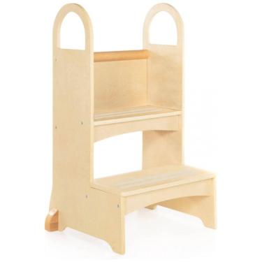 Imagem de Banqueta Dois Degraus Guidecraft High-Rise Step-Up Natural Madeira Bétula Com Pegadores e Degraus Antiderrapantes