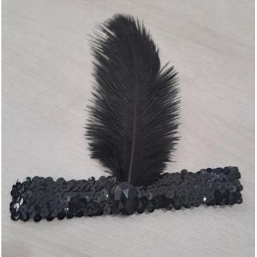 Imagem de Faixa com pena tiara melindrosa preta - Kitok