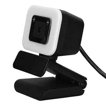 Imagem de 01 02 015 Webcams, webcam de streaming 2K USB foco automático HD câmera web com microfone de redução de ruído, luz sensível ao toque para conferência de jogos, streaming de vídeo