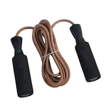 Imagem de Corda de pular de couro de vaca com espuma de memória cabo de salto ajustável adequado para todas as idades e níveis