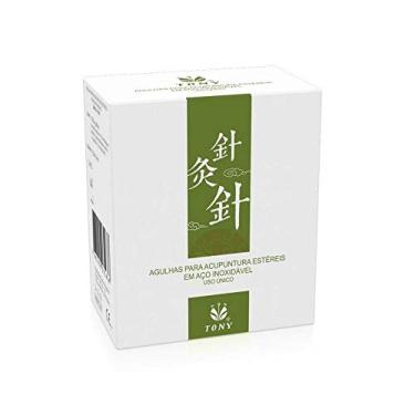 Imagem de Agulha Acupuntura 0, 25X50 C/ 1.000 Agulhas, Tony, Prata/Verde/Branco