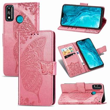Imagem de HONGYAN Capa de telefone Para Huawei Honor 9X Lite Butterfly Love Flower em relevo horizontal flip em couro com suporte/slot de cartão/carteira/cordão Capa protetora