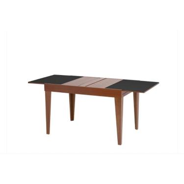 Imagem de Mesa de Jantar Extensível 120x80cm Tampo Vidro Paris Carmo Móveis Imbuia